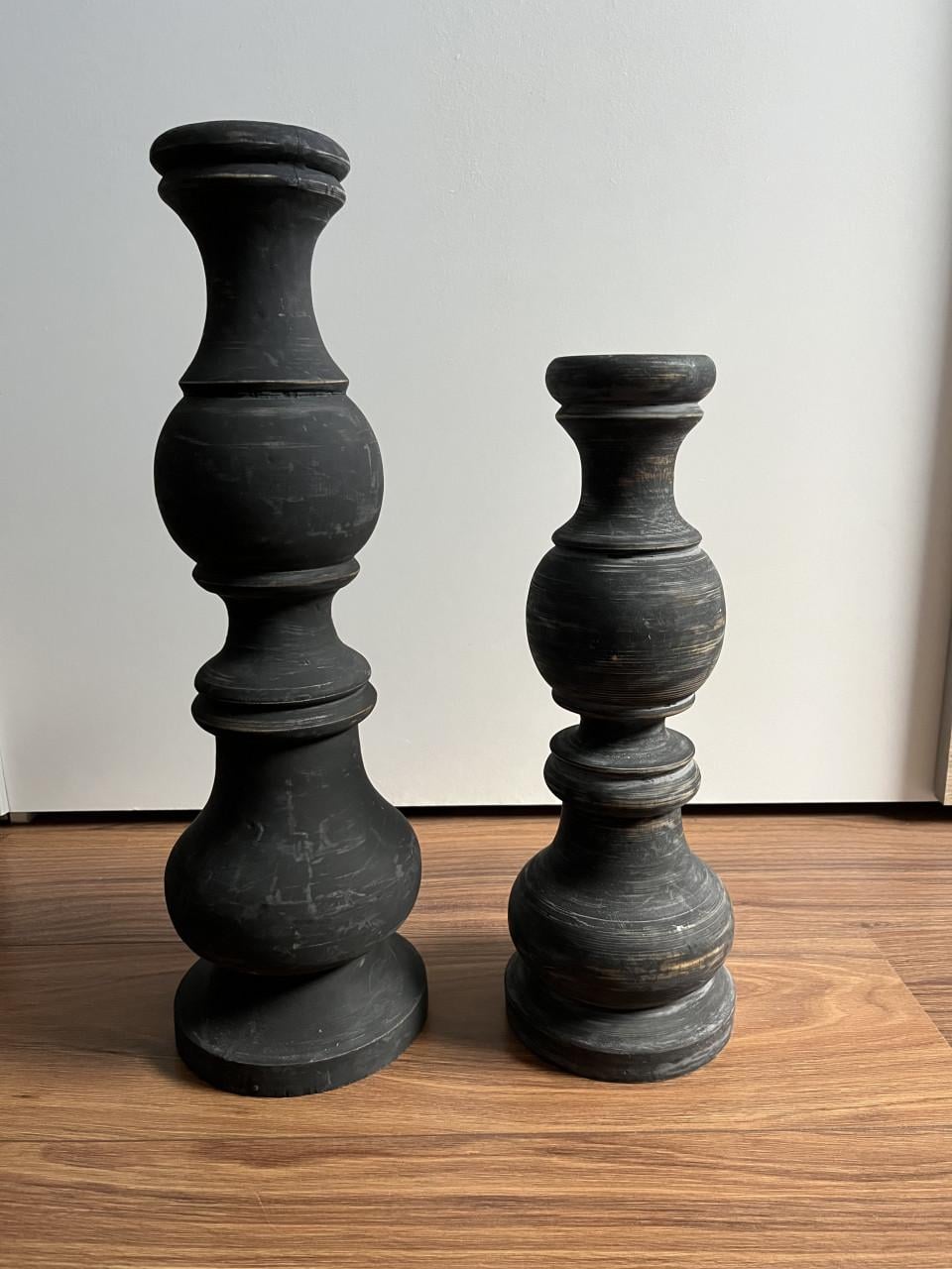 Houten kandelaars (set van 2)