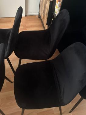 6 zwarte velvet eetkamerstoelen