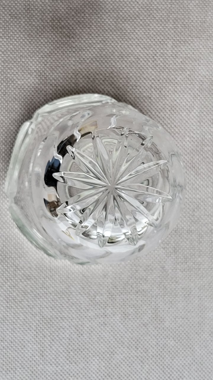Lepelvaasje kristal met verzilverde rand