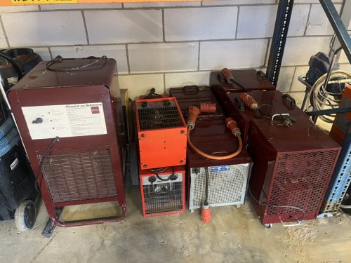 TE HUUR: Kachels, heaters, warmteblowers, bouwdrogers en aggregaten!