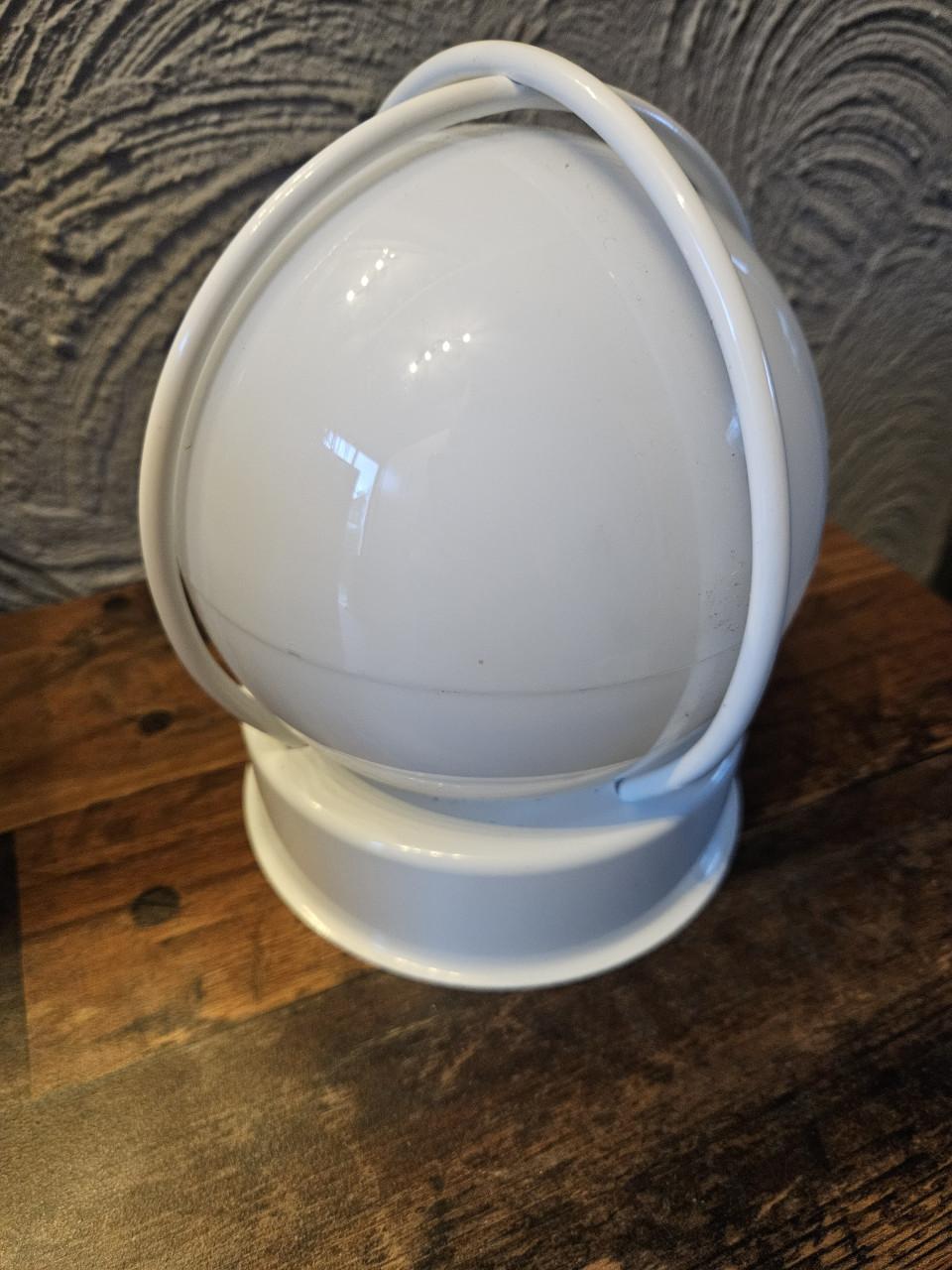 Vintage bolvormige ikea plafondlamp, wit metaal en glas