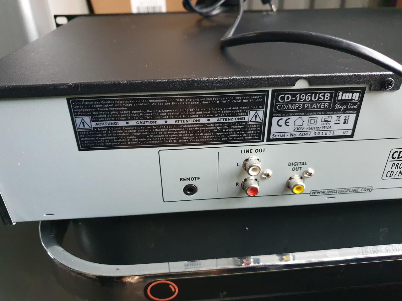Werkende professionele STAGELINE CD-196USB speler...