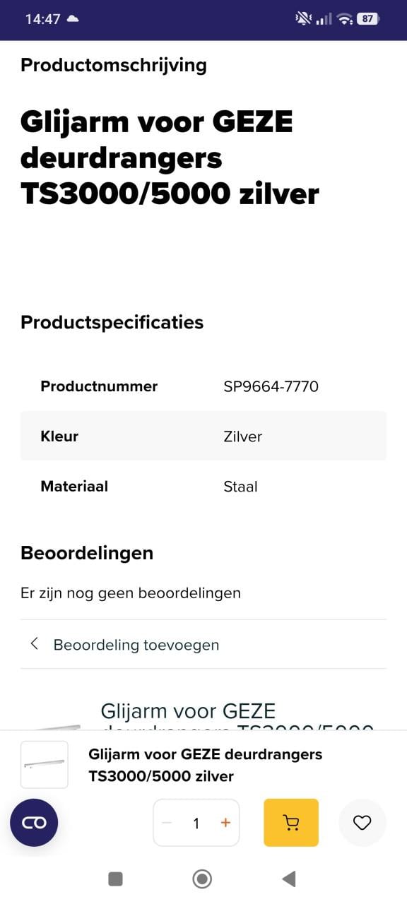 GEZE TS 3000 deurdranger + glijarm, nieuw in verpakking