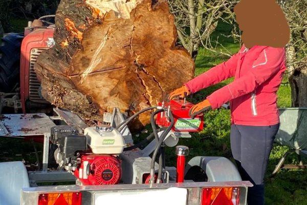 Dubbelwerkende houtklover/kliefmachine 20 ton te huur