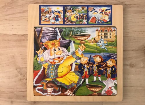 3 houten puzzels van 12 stukjes