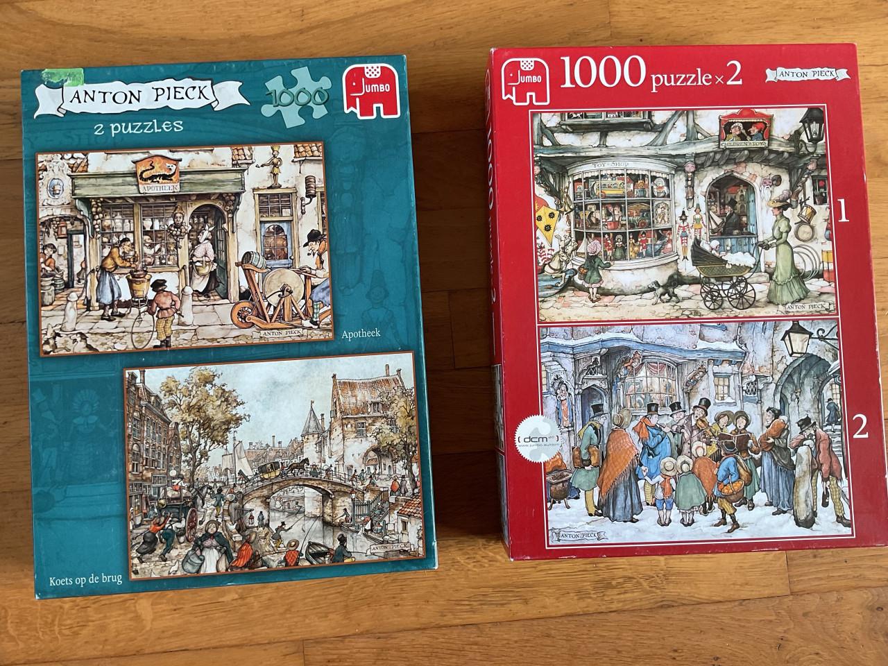 Anton Pieck puzzels 2x 1000 stukjes beide dozen voor € 10