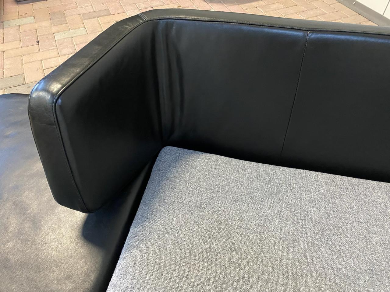 Natuzzi Opus Zwarte Leren Hoekbank-Gratis Levering NL