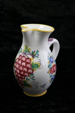 1 keramiek kannetje Slowaaks met groene bloemen Handmade C104 97 013F