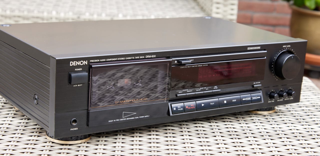 Vintage Denon DRM-600 cassettedeck, zwart