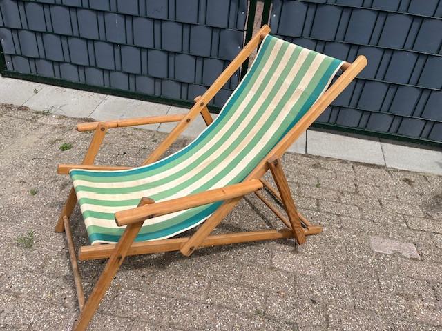 Strandstoelen met armleuning, stof gestreept