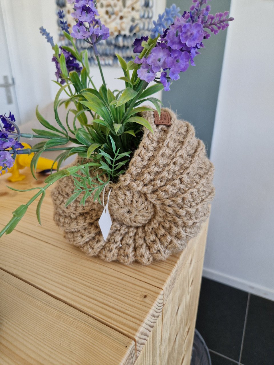 Gehaakte jutten kunstplanten schelp