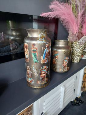 Nw Afrikaanse decoupage vaas nr.2