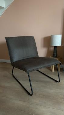 Fauteuil antraciet met metalen frame