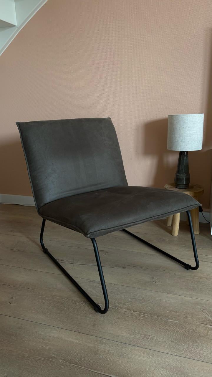 Fauteuil antraciet met metalen frame
