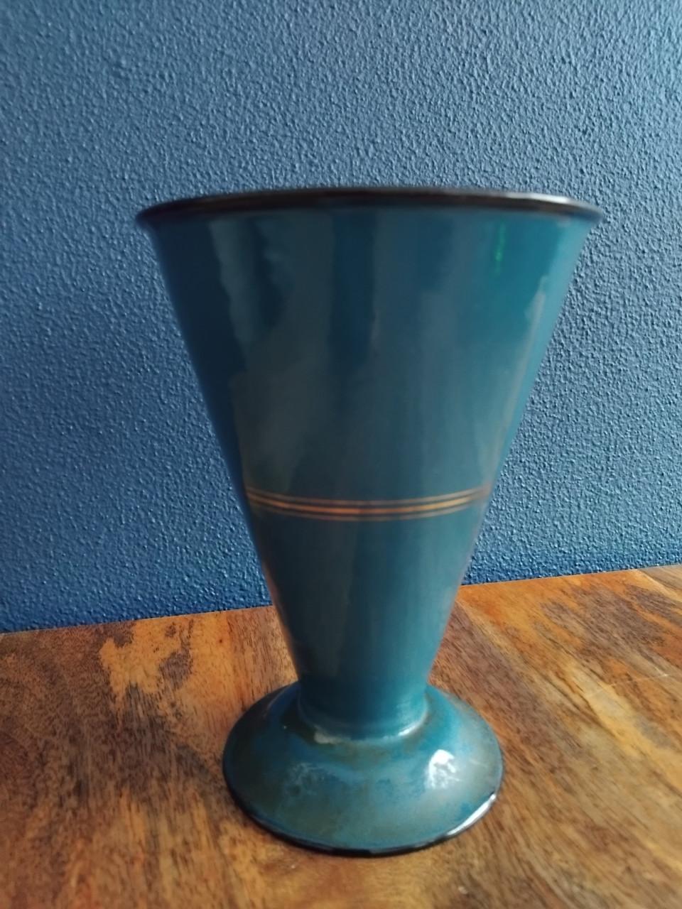 Emaille Vintage Edy maatbeker Petrolblauw