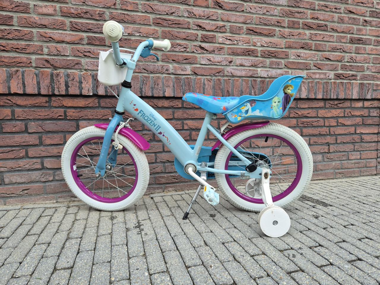 Disney Frozen 2 Kinderfiets 16 inch + zijwieltjes + mandje
