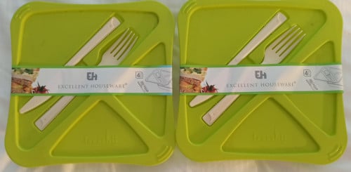 Lunchbox set met bestek - nieuw - 4 st beschikbaar - Nieuw (4 voor €5)