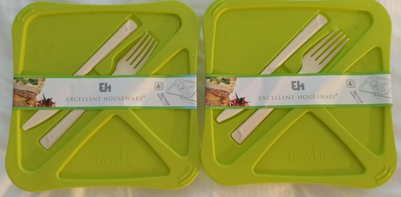 Lunchbox set met bestek - nieuw - 4 st beschikbaar - Nieuw (4 voor €5)