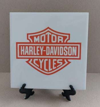 Bedrukte Tegels + Standaard met Harley Davidson Logo's