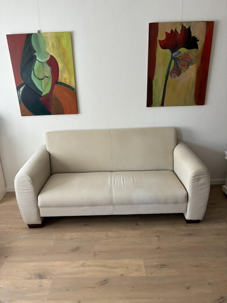 2 zits Bank, grijs textiel. 180 x 90