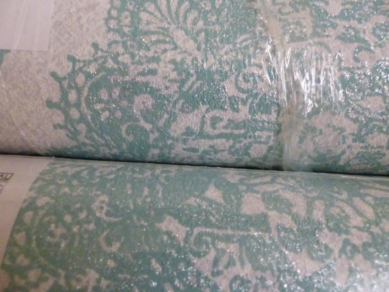 Behang dik 3 roL OOK voor slechte muren Turquoise iets glimmend ISOLEREND