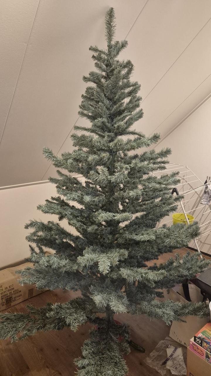 Mooie kunstkerstboom (zilverspar)