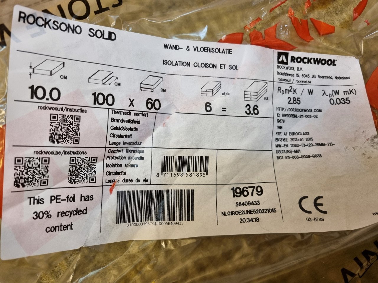 Isolatie rocksono 10cm dik