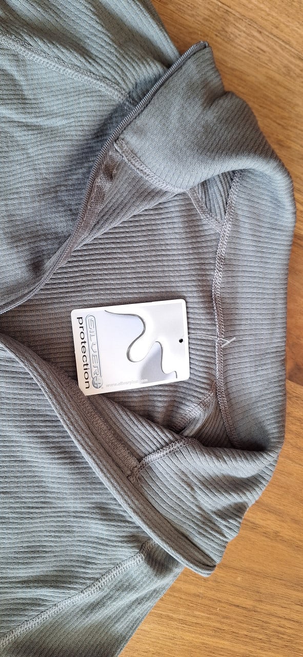 2 stuks thermo shirt met col grijs groen Unisex, lange mouw maat L