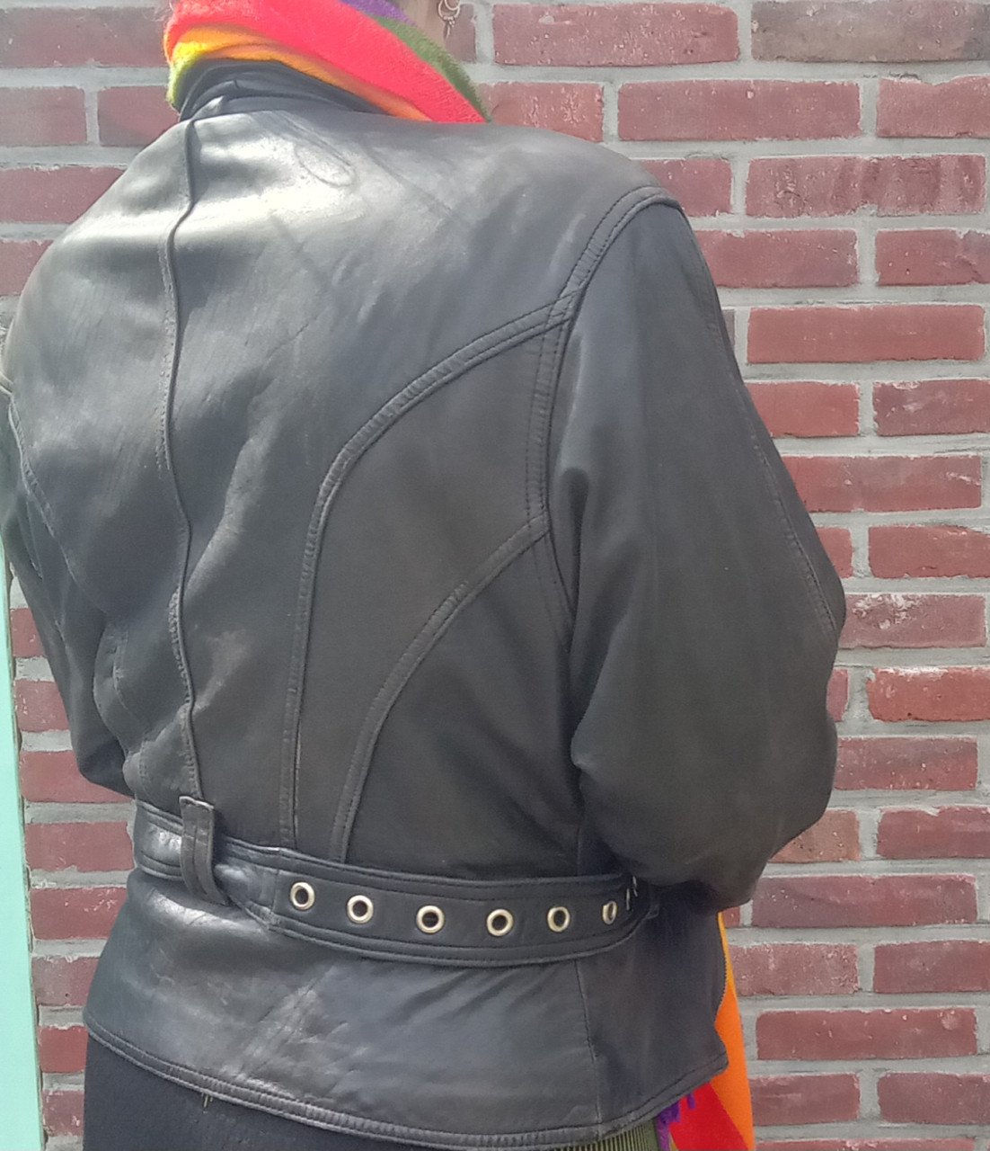 Lederen biker jasje