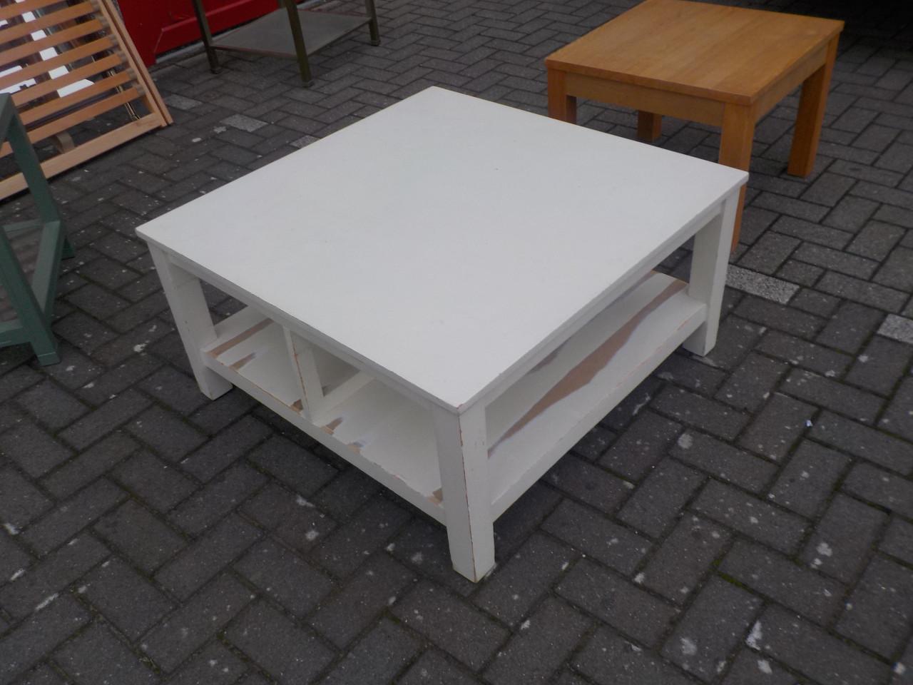 Witte stevige kale salontafel 90 x 90 cm hoog 45 cm
