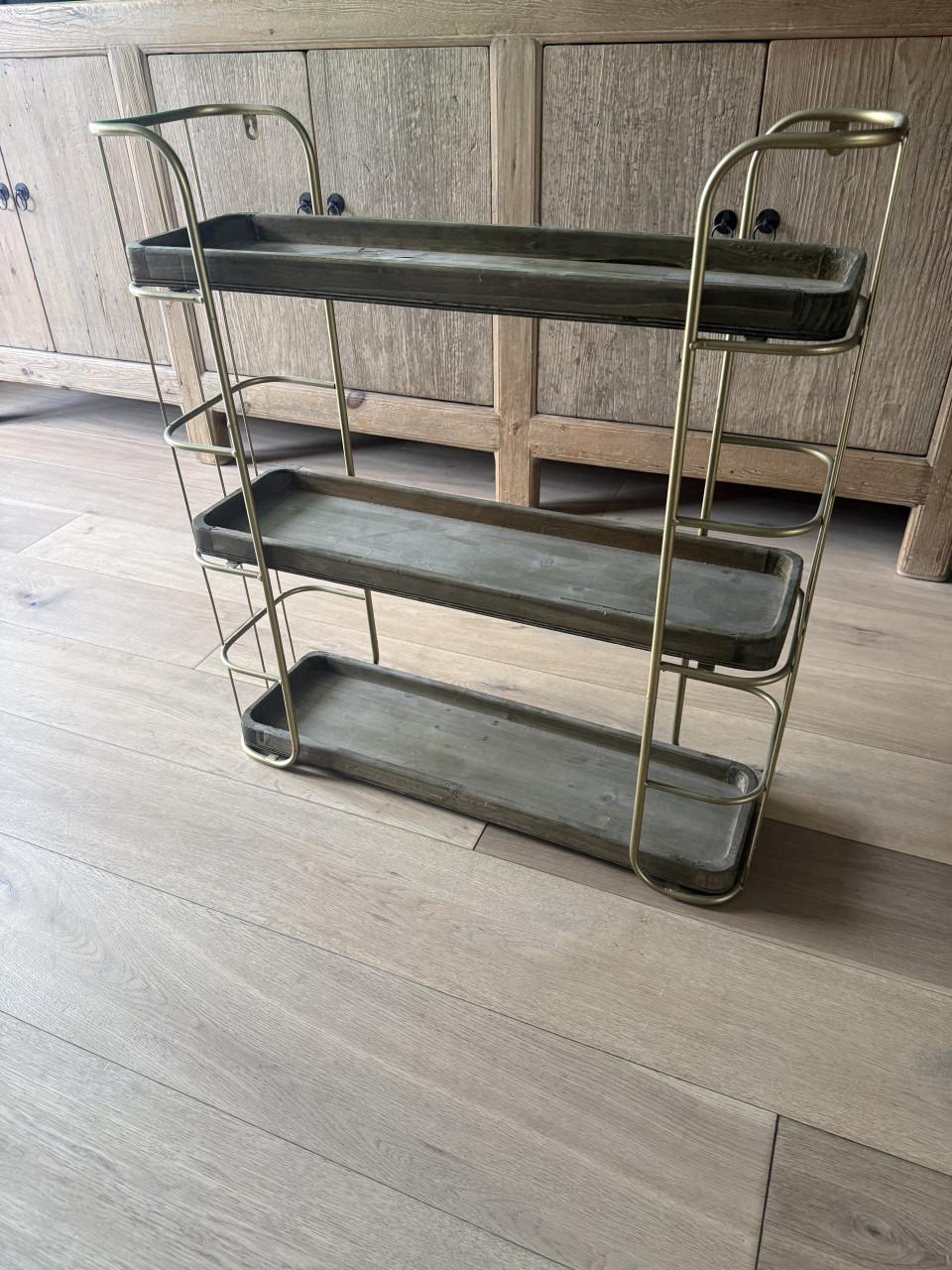 Wand bakkers rek goudkleurig 3 planken
