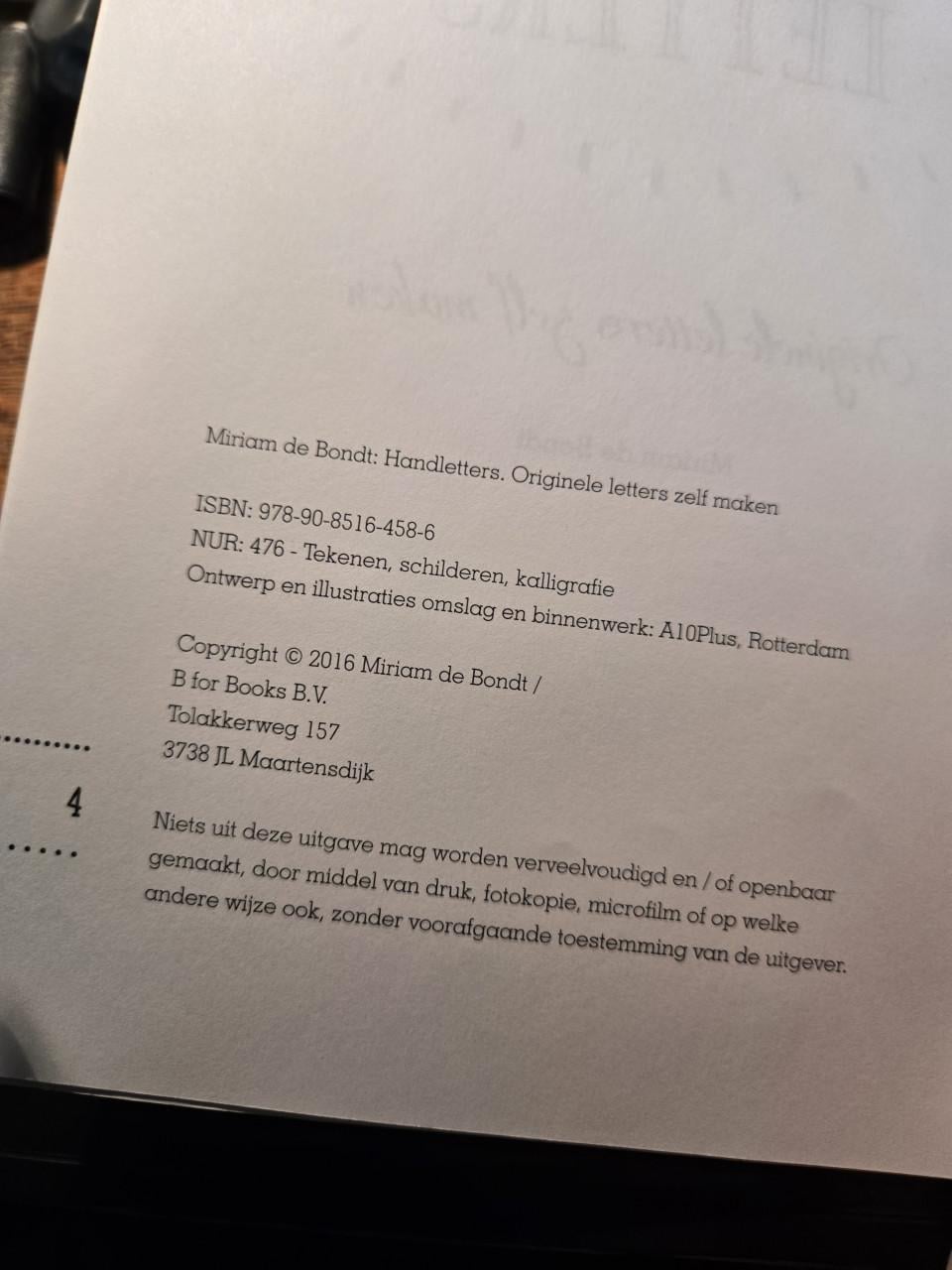 Inspiratieboek Handletters van auteur Miriam de Bondt, 2016