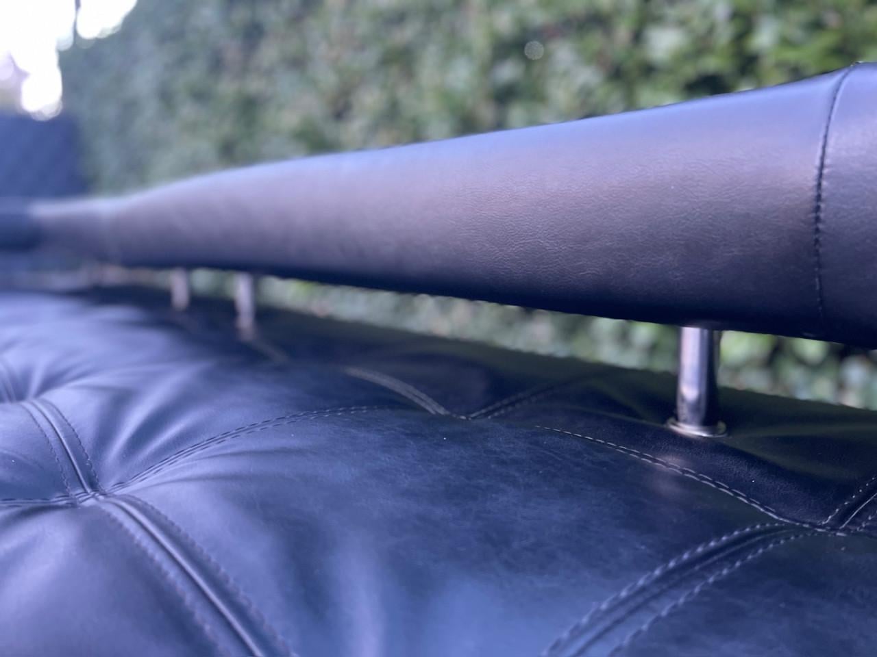 Montèl Cipriani Design Hoekbank-Zwart Echt Leer-Luxe Hocker