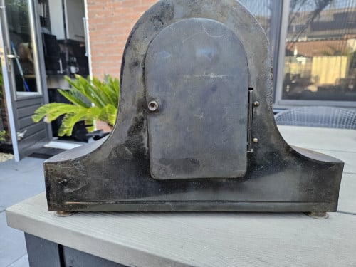 Zeldzame zware bronzen schoorsteenklok duitse gustav becker klok...