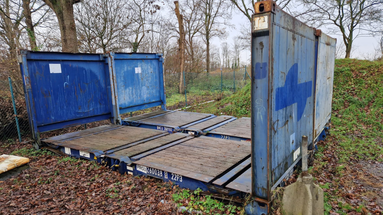 20ft flattracks / 20ft flatbed container met kopschotten
