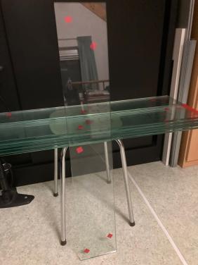 10 glazen legplanken 90cm breed en 15cm diep