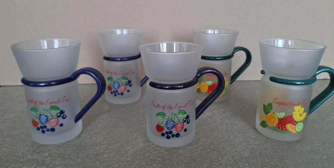 Vintage Theeglazen: Fruit, 5 stuks