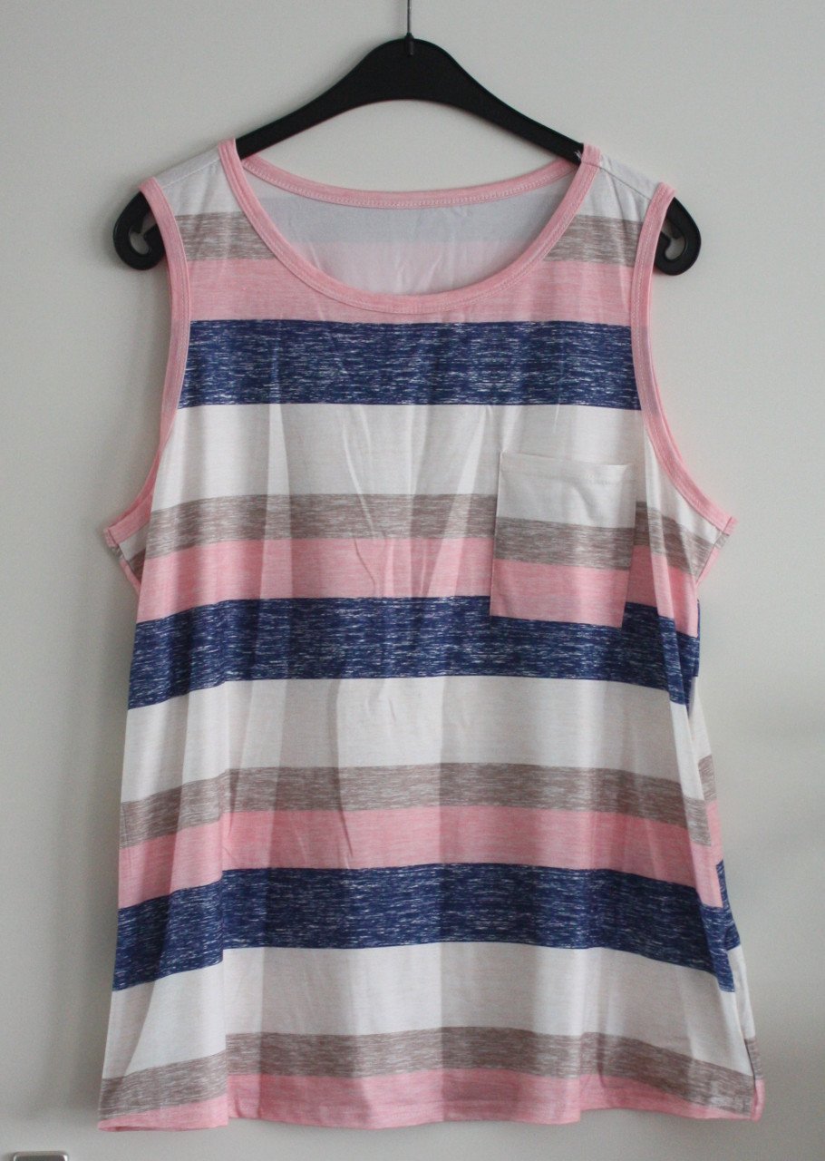 Shirt hemd blauw roze creme gestreept  maat xl