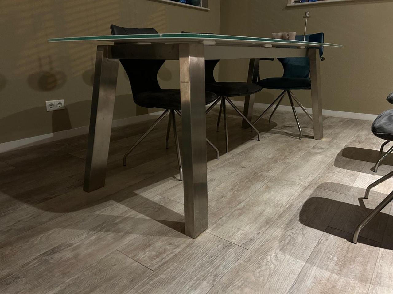 Eetkamertafel glas/rvs
