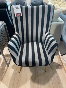 2 Fauteuil zwart/beige gestreept