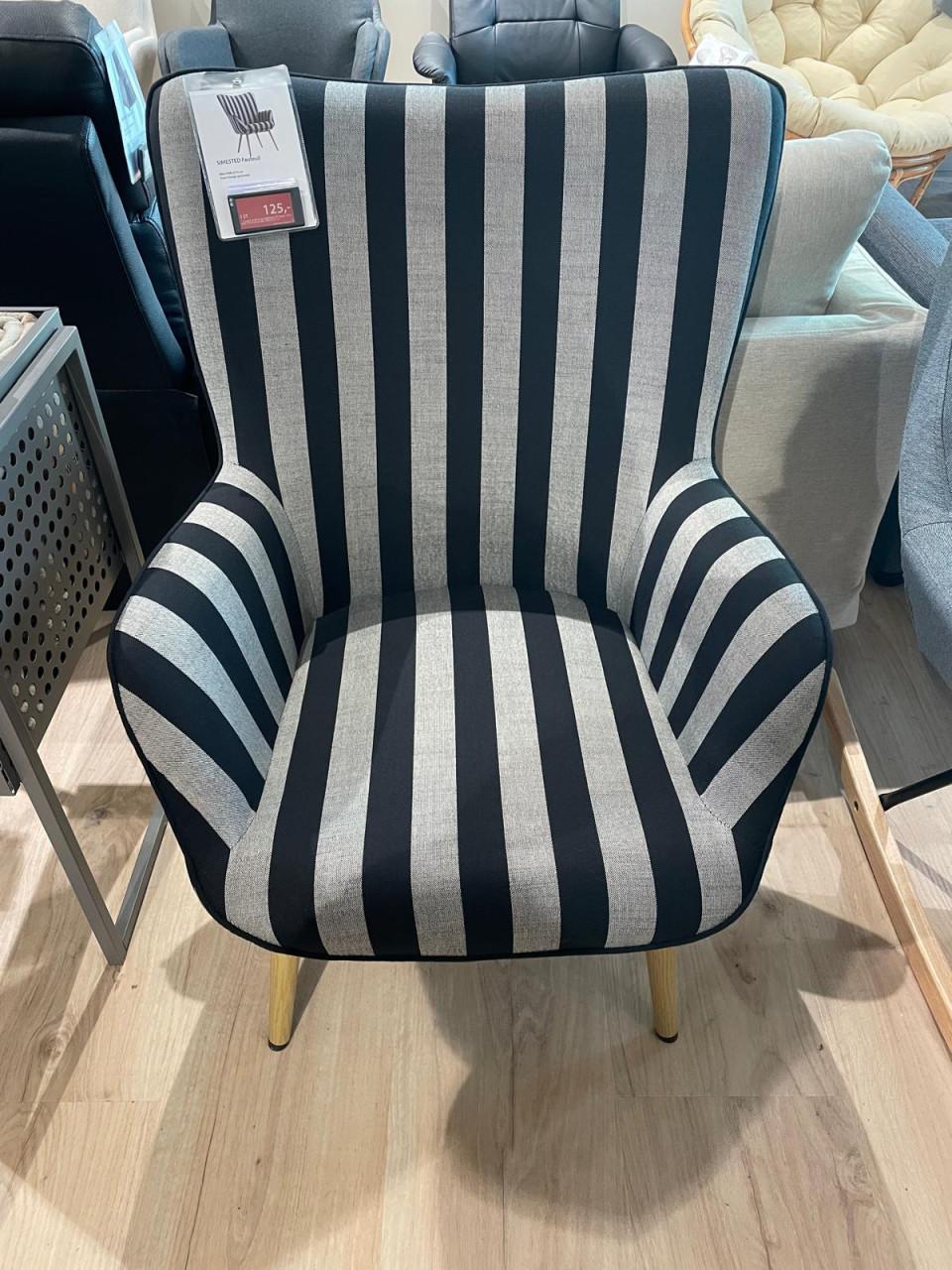 2 Fauteuil zwart/beige gestreept