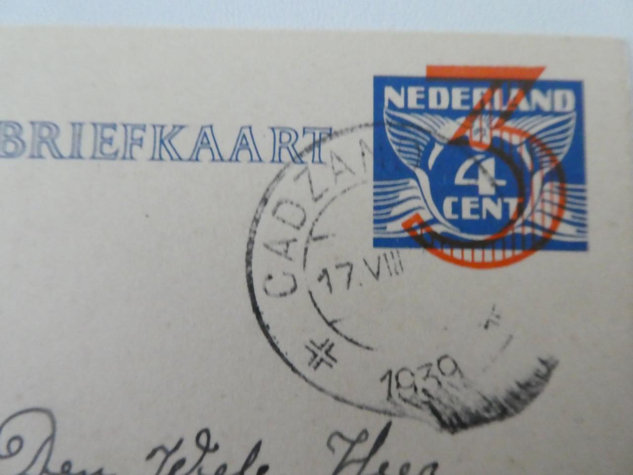 Briefkaart, 1939, Cadzand - Sluis