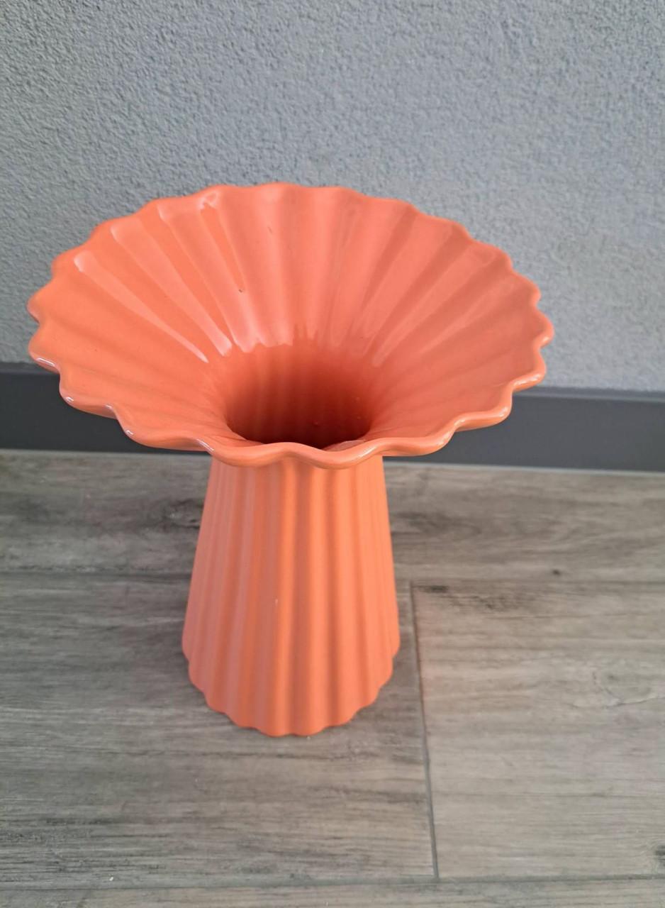 💐Hele mooie zgan  keramieke bloemenvaas kleur terra/oranje/zalm
