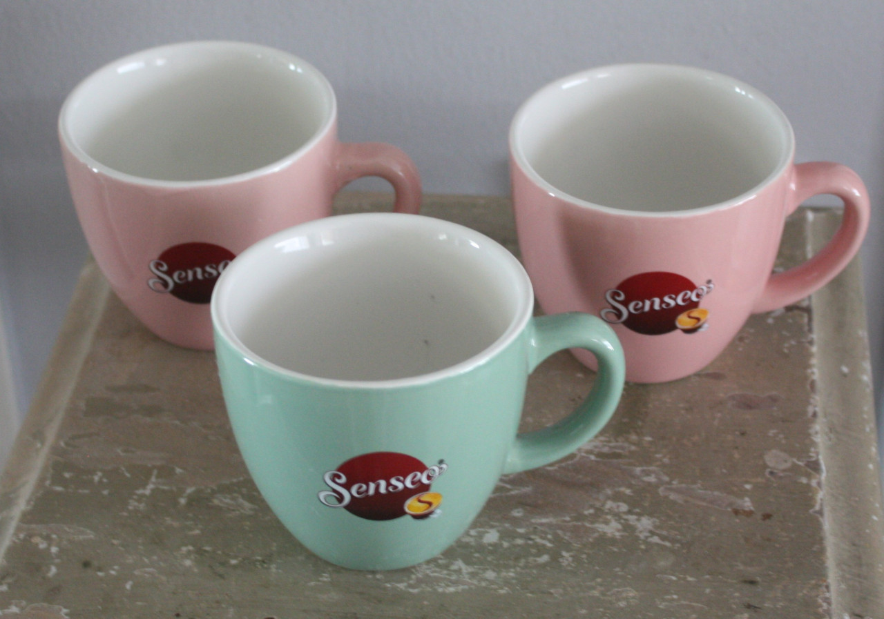 Set van 3 senseo kopjes roze mint groen