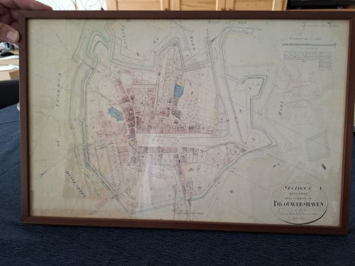 Brouwershaven Repro minuutplan Kadaster. Situatie ± 1812. Fraai ingelijst!