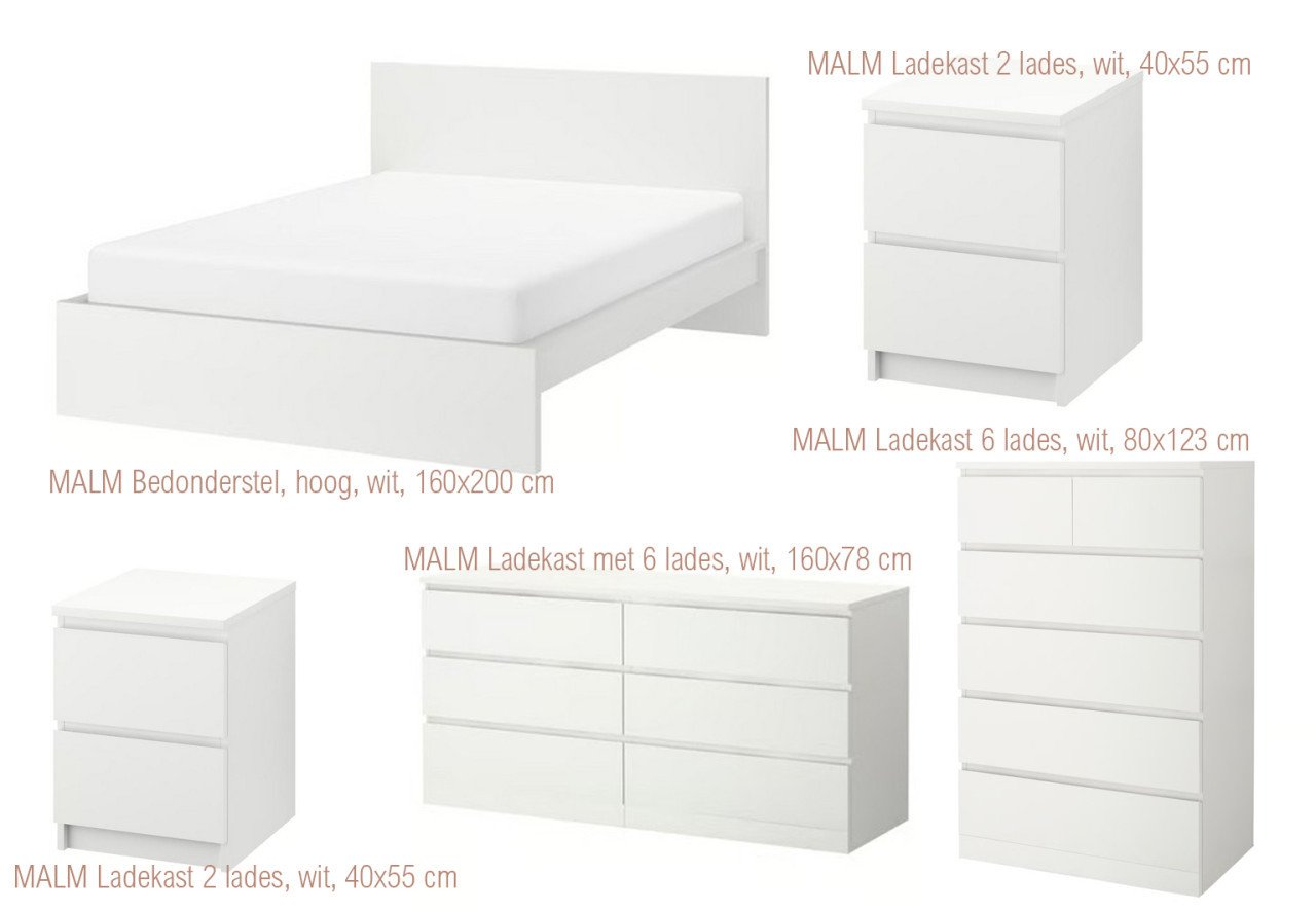 Diverse Slaapkamer Meubelen IKEA Serie Malm (wit)