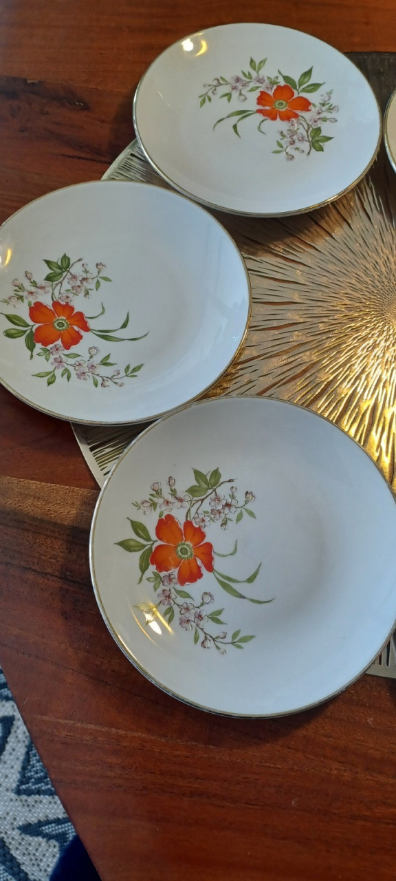 Vintage set van 6 gebaks- bordjes 15,--€