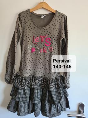 Leuk kaki jurkje van Persival met  ruche Mt 140-146