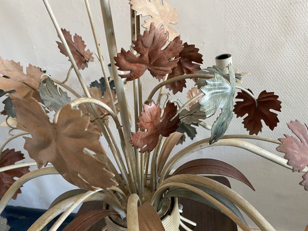 Kroonluchter met bladeren - Frans vintage antiek