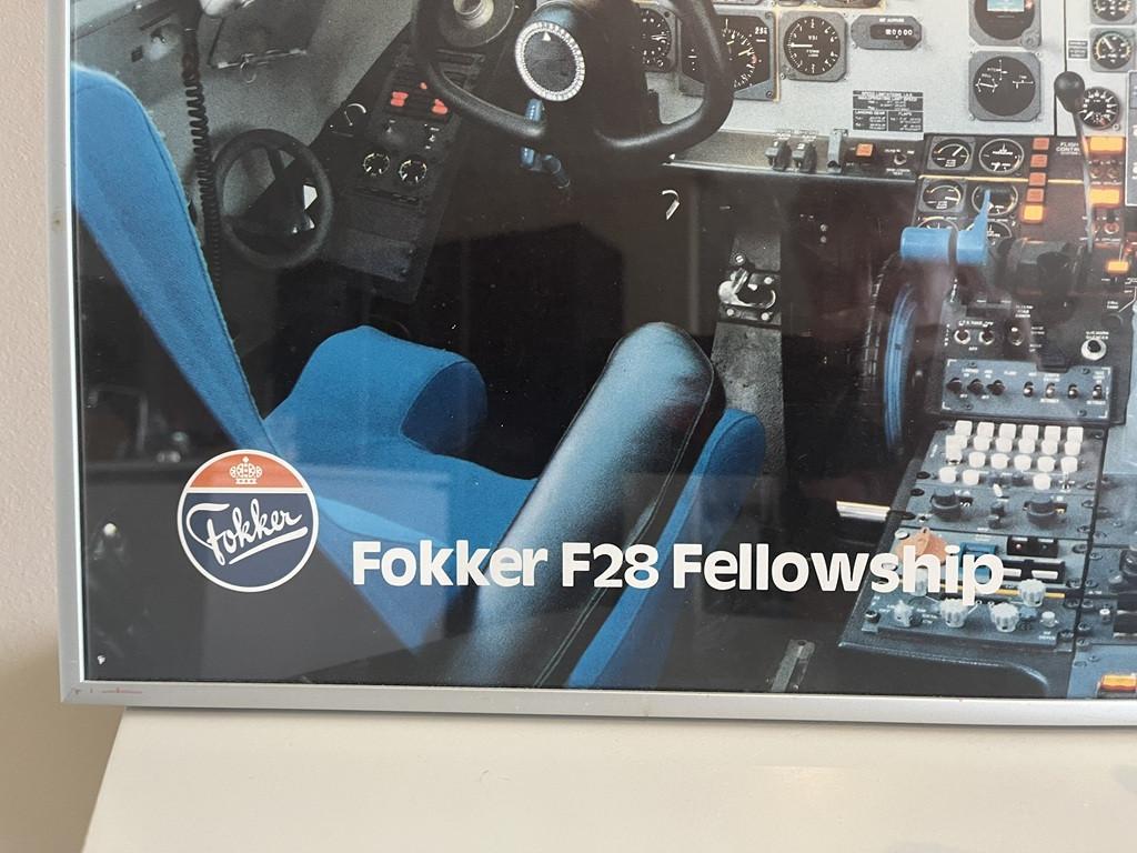 Ingelijste poster cockpit F28 Fokker friendship
